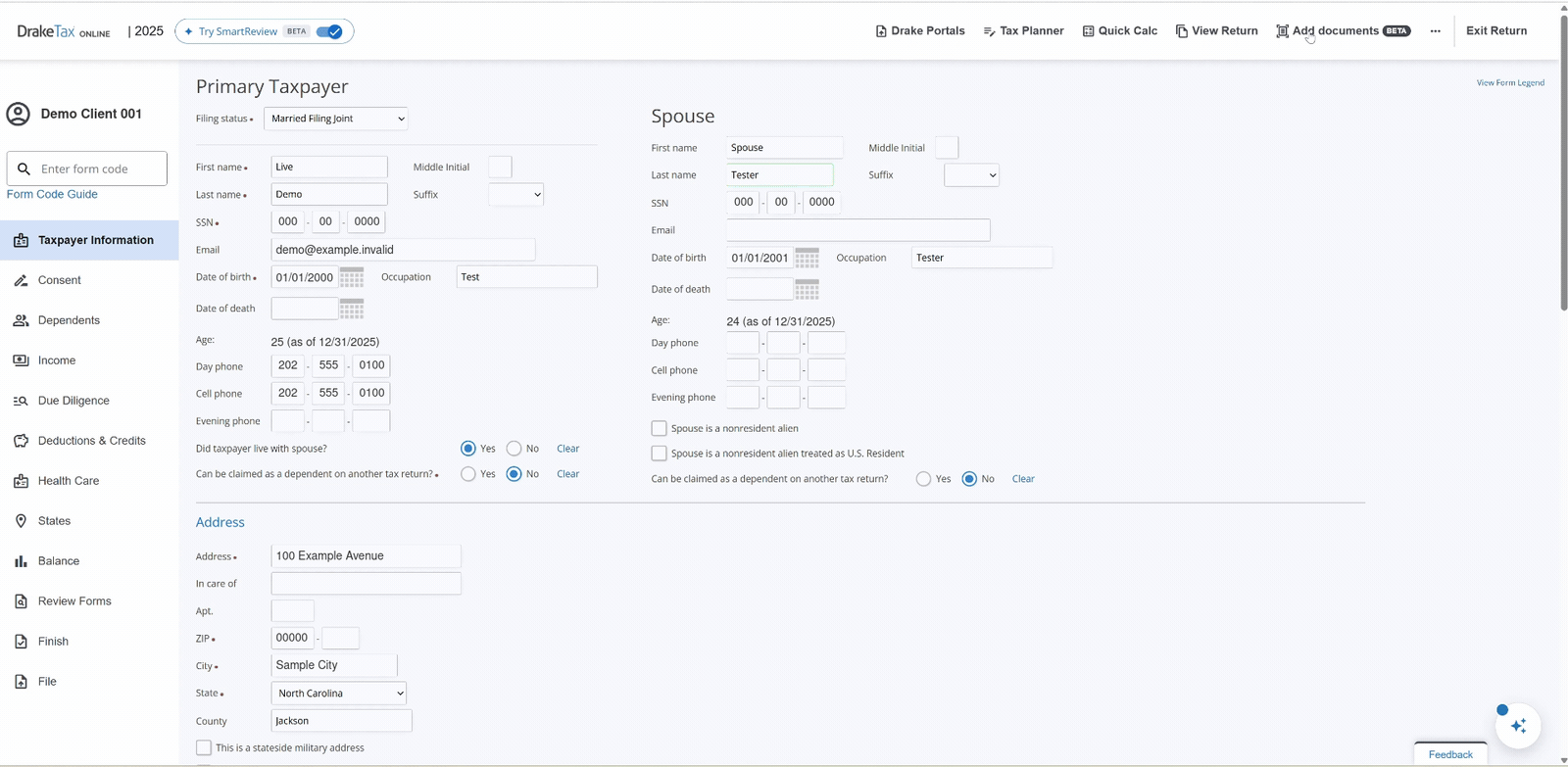 Drake Tax Online return linked to the client's Drake Portals account and uploaded to the portal